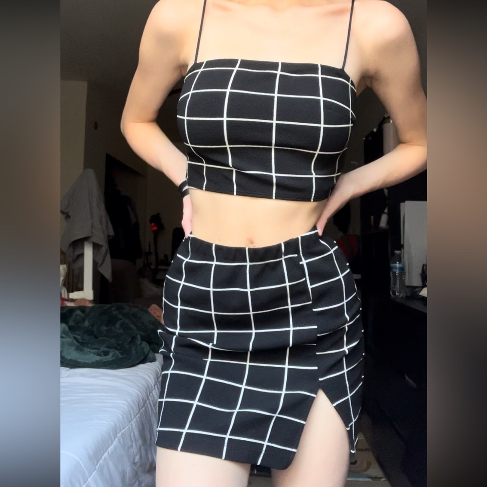 Two piece set. Size small. Black and white pattern